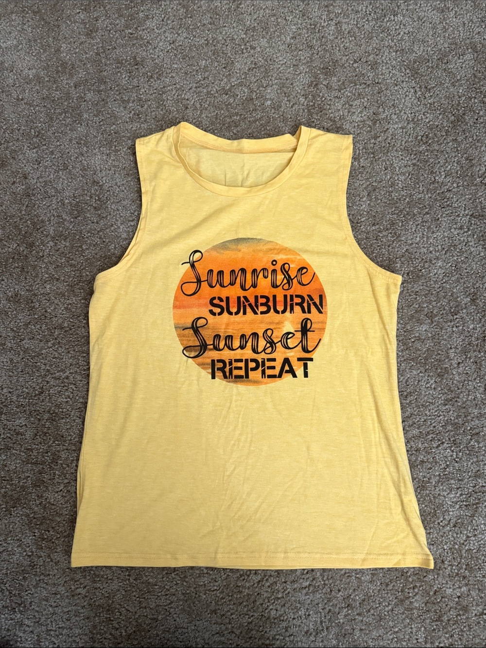 Sunrise Sunburn Sunset Repeat Yellow Sleeveless Tank Top